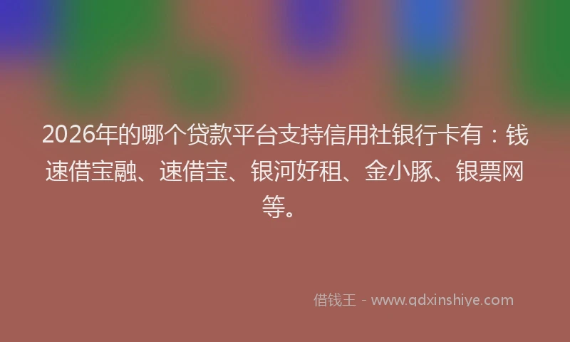 2026年的哪个贷款平台支持信用社银行卡有：钱速借宝融、速借宝、银河好租、金小豚、银票网等。