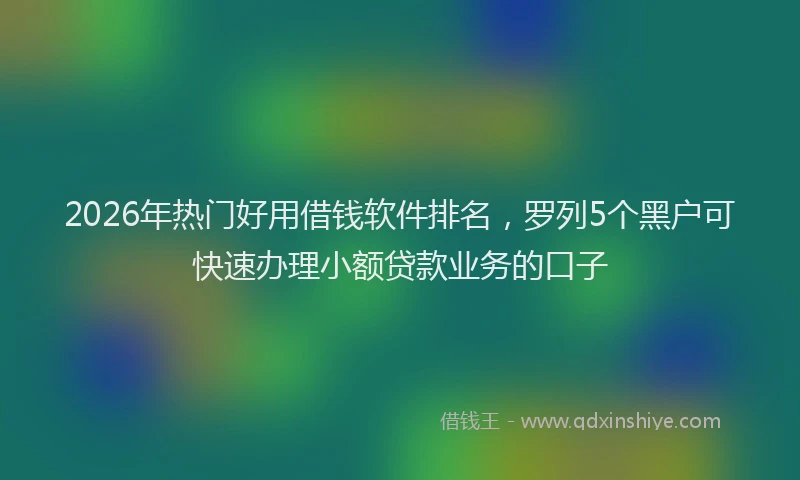 2026年热门好用借钱软件排名，罗列5个黑户可快速办理小额贷款业务的口子