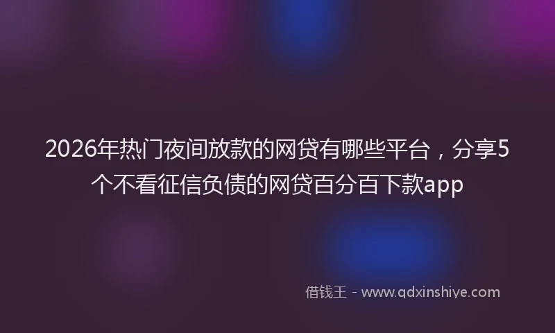 2026年热门夜间放款的网贷有哪些平台，分享5个不看征信负债的网贷百分百下款app