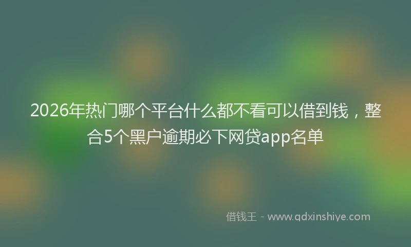 2026年热门哪个平台什么都不看可以借到钱，整合5个黑户逾期必下网贷app名单
