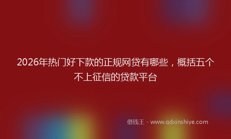 2026年热门好下款的正规网贷有哪些，概括五个不上征信的贷款平台