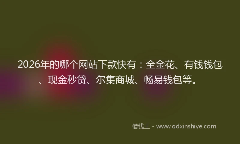 2026年的哪个网站下款快有：全金花、有钱钱包、现金秒贷、尔集商城、畅易钱包等。