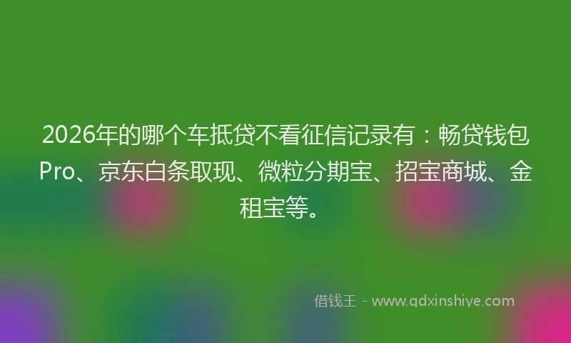 2026年的哪个车抵贷不看征信记录有：畅贷钱包Pro、京东白条取现、微粒分期宝、招宝商城、金租宝等。