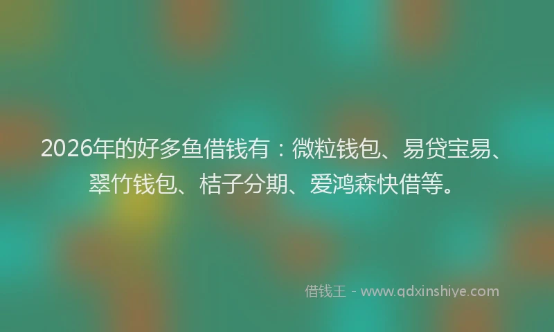 2026年的好多鱼借钱有:微粒钱包、易贷宝易、翠竹钱包、桔子分期、爱鸿森快借等。