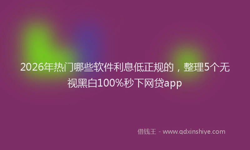 2026年热门哪些软件利息低正规的，整理5个无视黑白100%秒下网贷app