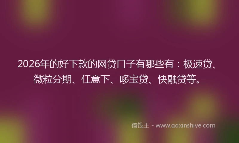 2026年的好下款的网贷口子有哪些有：极速贷、微粒分期、任意下、哆宝贷、快融贷等。