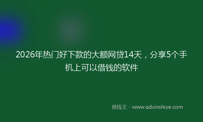2026年热门好下款的大额网贷14天，分享5个手机上可以借钱的软件