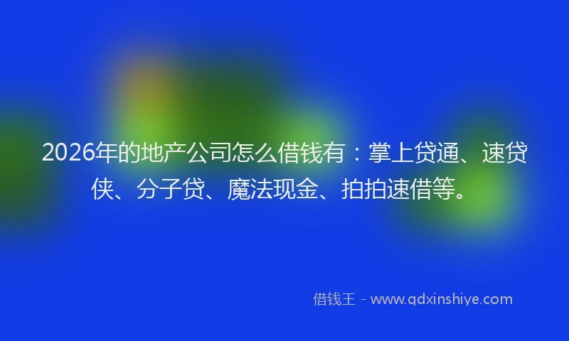 2026年的地产公司怎么借钱有：掌上贷通、速贷侠、分子贷、魔法现金、拍拍速借等。