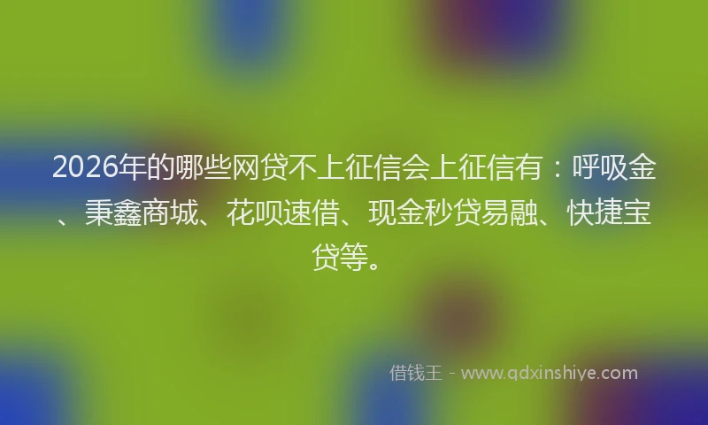 2026年的哪些网贷不上征信会上征信有：呼吸金、秉鑫商城、花呗速借、现金秒贷易融、快捷宝贷等。