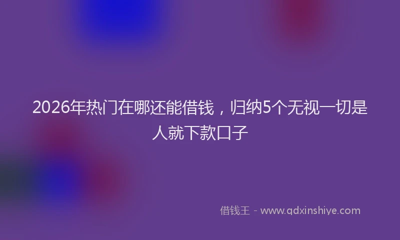2026年热门在哪还能借钱，归纳5个无视一切是人就下款口子