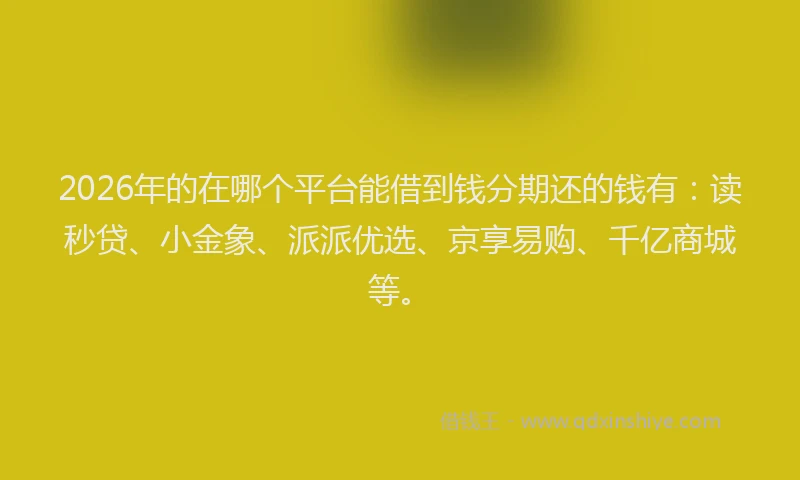 2026年的在哪个平台能借到钱分期还的钱有：读秒贷、小金象、派派优选、京享易购、千亿商城等。