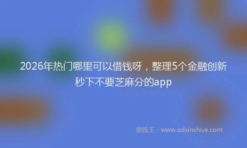 2026年热门哪里可以借钱呀，整理5个金融创新秒下不要芝麻分的app