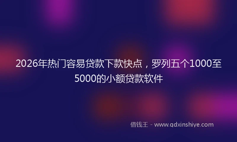 2026年热门容易贷款下款快点，罗列五个1000至5000的小额贷款软件