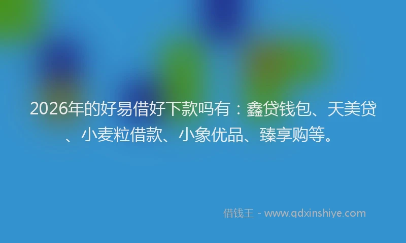 2026年的好易借好下款吗有：鑫贷钱包、天美贷、小麦粒借款、小象优品、臻享购等。