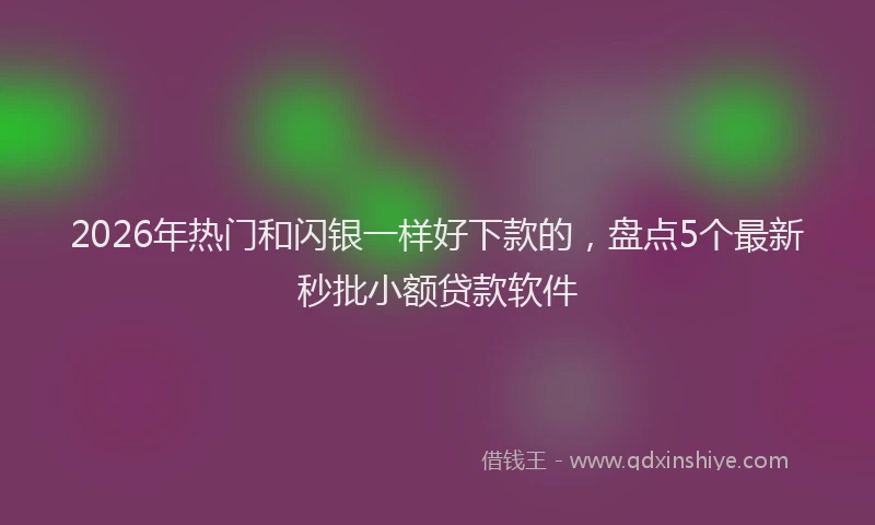 2026年热门和闪银一样好下款的，盘点5个最新秒批小额贷款软件