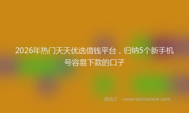 2026年热门天天优选借钱平台，归纳5个新手机号容易下款的口子