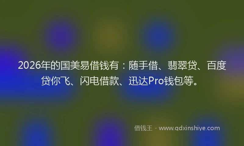 2026年的国美易借钱有：随手借、翡翠贷、百度贷你飞、闪电借款、迅达Pro钱包等。