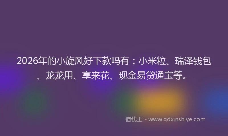 2026年的小旋风好下款吗有：小米粒、瑞泽钱包、龙龙用、享来花、现金易贷通宝等。