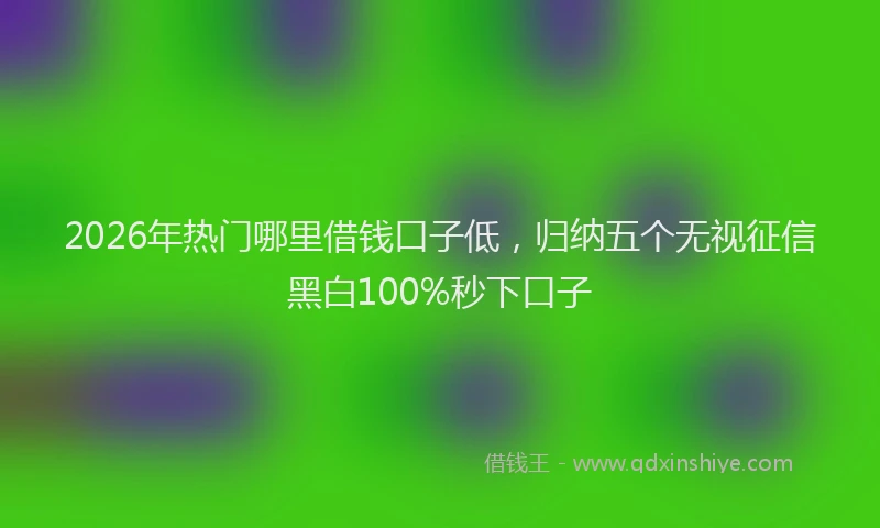 2026年热门哪里借钱口子低，归纳五个无视征信黑白100%秒下口子