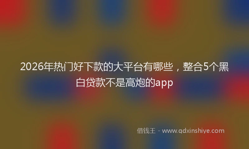 2026年热门好下款的大平台有哪些，整合5个黑白贷款不是高炮的app