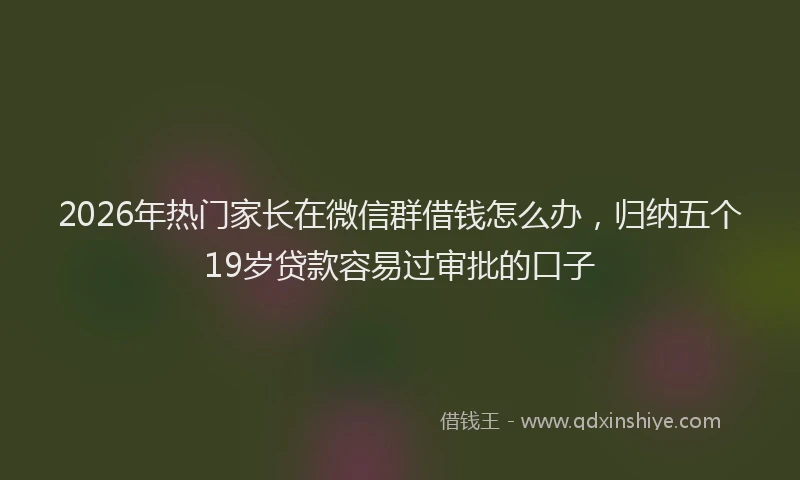 2026年热门家长在微信群借钱怎么办，归纳五个19岁贷款容易过审批的口子