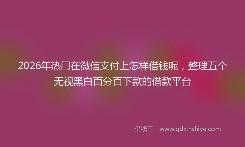 2026年热门在微信支付上怎样借钱呢，整理五个无视黑白百分百下款的借款平台