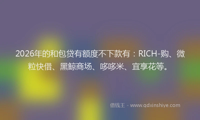 2026年的和包贷有额度不下款有：RICH-购、微粒快借、黑鲸商场、哆哆米、宜享花等。