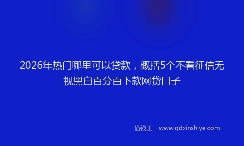2026年热门哪里可以贷款，概括5个不看征信无视黑白百分百下款网贷口子