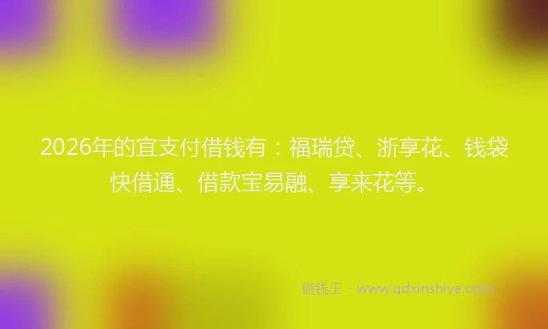 2026年的宜支付借钱有：福瑞贷、浙享花、钱袋快借通、借款宝易融、享来花等。