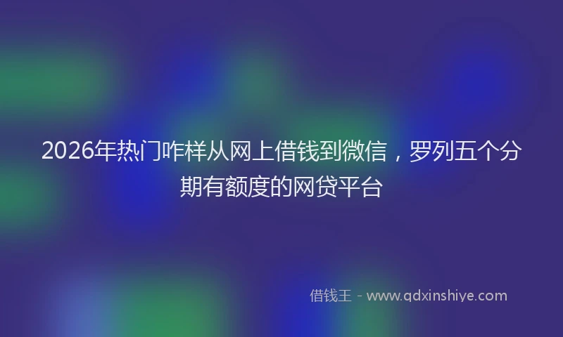 2026年热门咋样从网上借钱到微信，罗列五个分期有额度的网贷平台