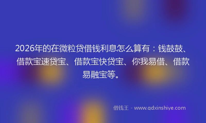 2026年的在微粒贷借钱利息怎么算有：钱鼓鼓、借款宝速贷宝、借款宝快贷宝、你我易借、借款易融宝等。
