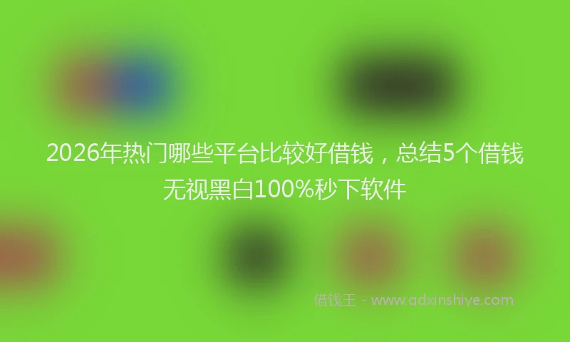 2026年热门哪些平台比较好借钱，总结5个借钱无视黑白100%秒下软件