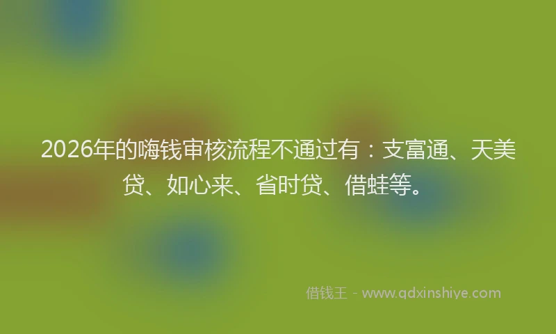 2026年的嗨钱审核流程不通过有：支富通、天美贷、如心来、省时贷、借蛙等。
