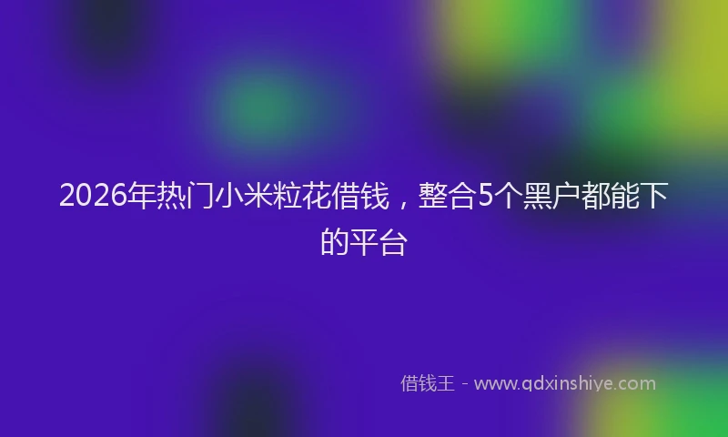 2026年热门小米粒花借钱，整合5个黑户都能下的平台