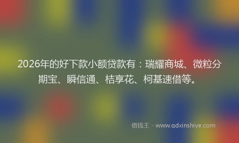 2026年的好下款小额贷款有：瑞耀商城、微粒分期宝、瞬信通、桔享花、柯基速借等。