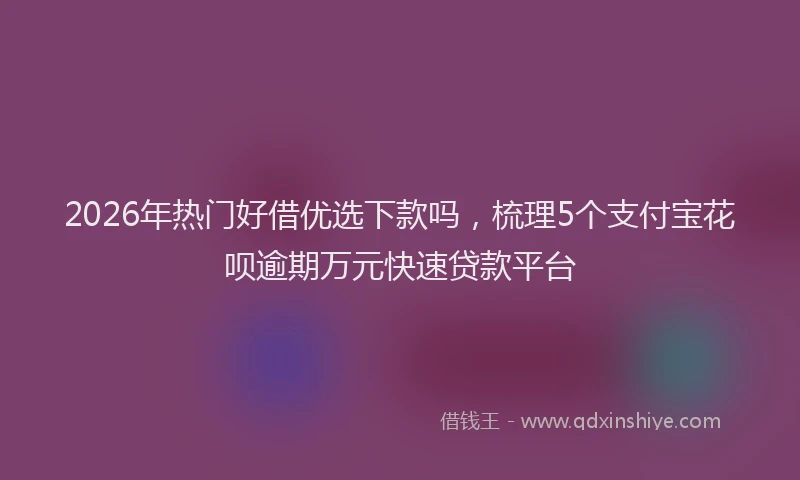 2026年热门好借优选下款吗，梳理5个支付宝花呗逾期万元快速贷款平台