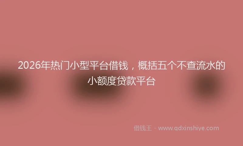 2026年热门小型平台借钱，概括五个不查流水的小额度贷款平台