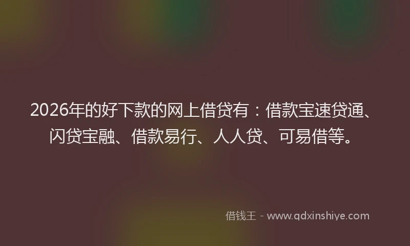 2026年的好下款的网上借贷有：借款宝速贷通、闪贷宝融、借款易行、人人贷、可易借等。