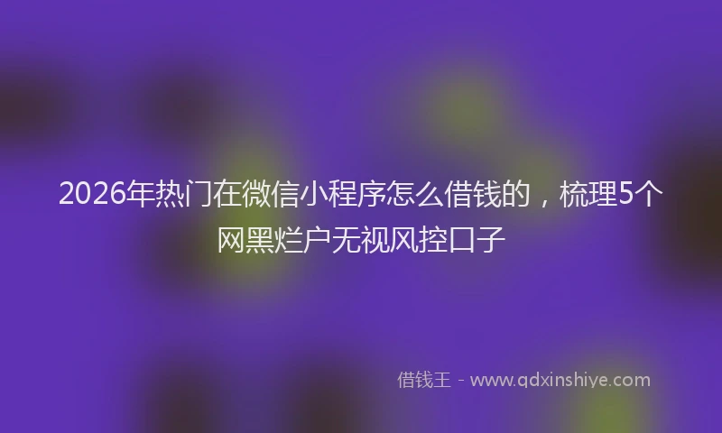 2026年热门在微信小程序怎么借钱的，梳理5个网黑烂户无视风控口子