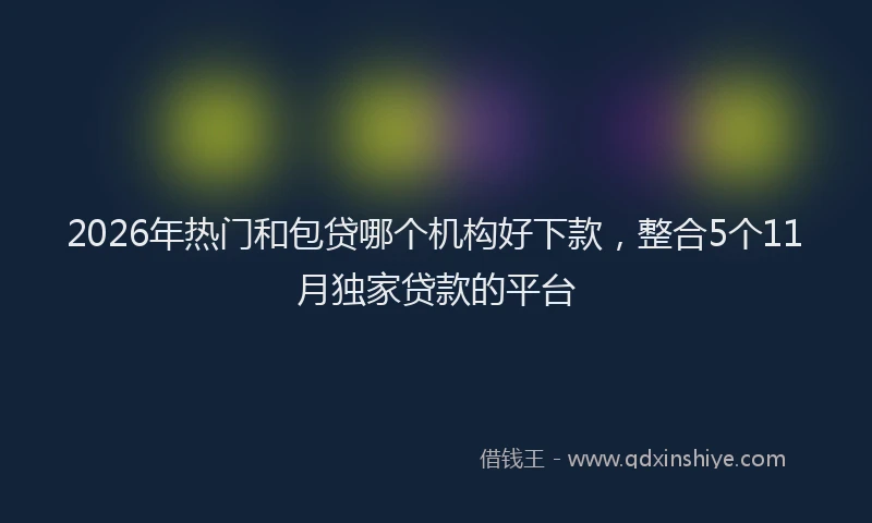 2026年热门和包贷哪个机构好下款，整合5个11月独家贷款的平台