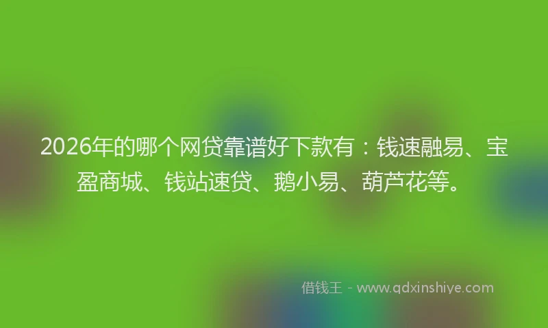 2026年的哪个网贷靠谱好下款有：钱速融易、宝盈商城、钱站速贷、鹅小易、葫芦花等。