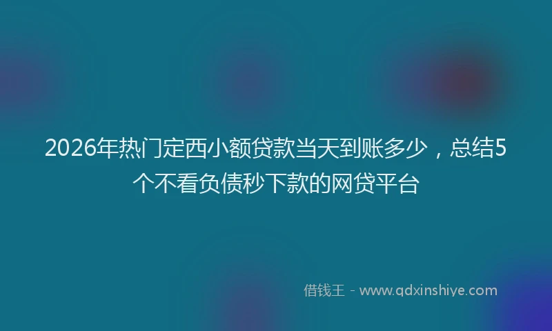 2026年热门定西小额贷款当天到账多少,总结5个不看负债秒下款的网贷平台