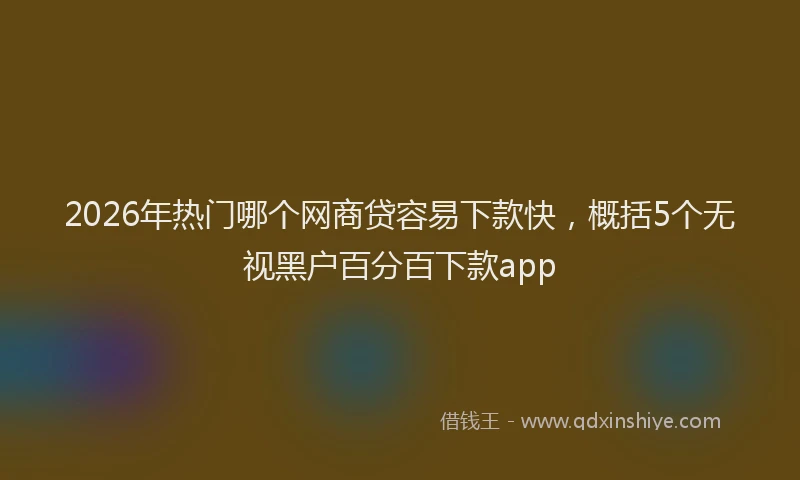 2026年热门哪个网商贷容易下款快，概括5个无视黑户百分百下款app