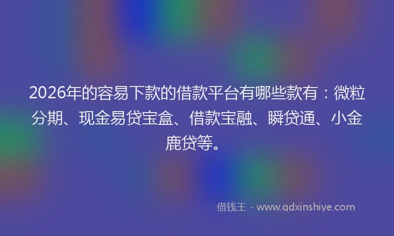 2026年的容易下款的借款平台有哪些款有：微粒分期、现金易贷宝盒、借款宝融、瞬贷通、小金鹿贷等。