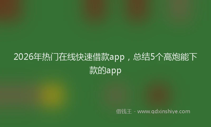 2026年热门在线快速借款app，总结5个高炮能下款的app