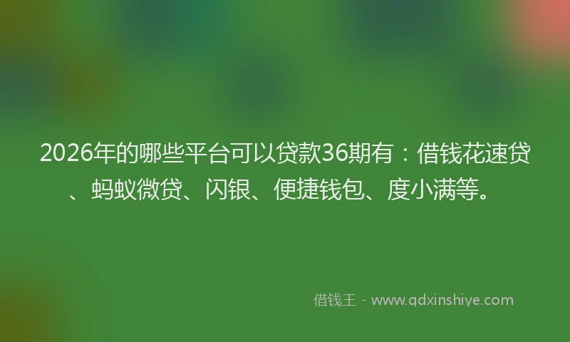 2026年的哪些平台可以贷款36期有：借钱花速贷、蚂蚁微贷、闪银、便捷钱包、度小满等。