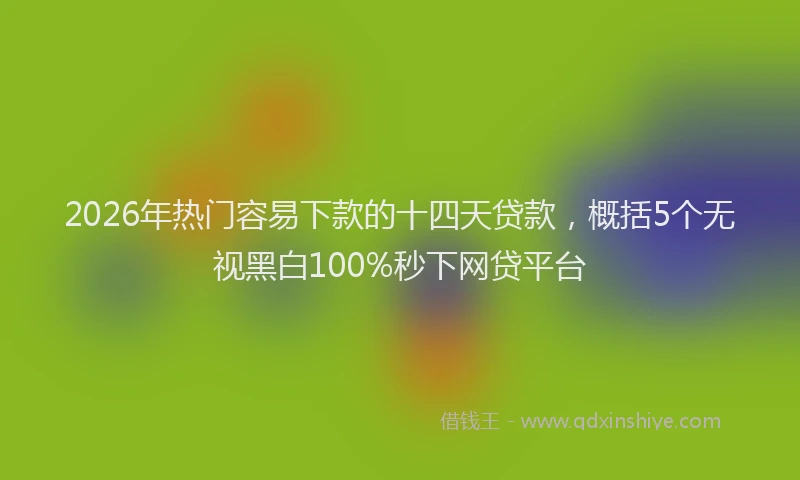 2026年热门容易下款的十四天贷款，概括5个无视黑白100%秒下网贷平台
