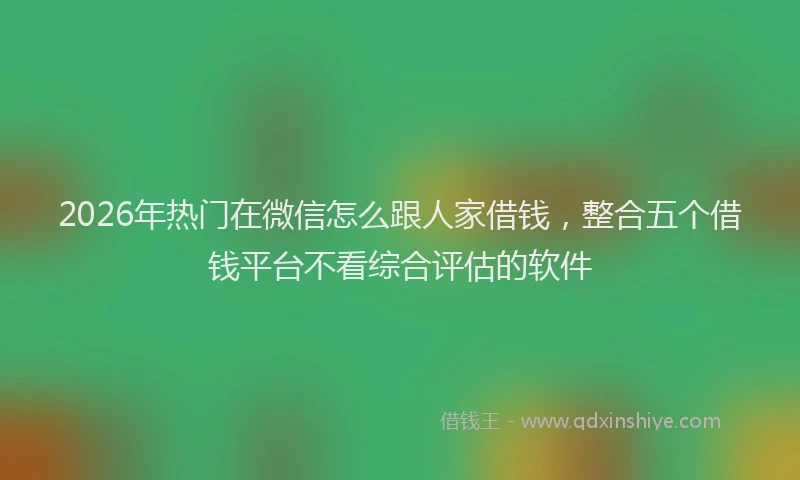 2026年热门在微信怎么跟人家借钱，整合五个借钱平台不看综合评估的软件