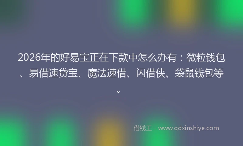 2026年的好易宝正在下款中怎么办有：微粒钱包、易借速贷宝、魔法速借、闪借侠、袋鼠钱包等。