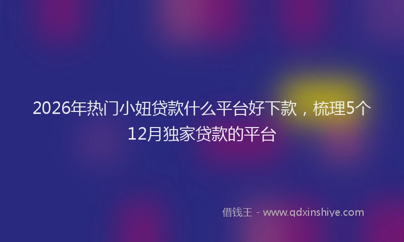 2026年热门小妞贷款什么平台好下款，梳理5个12月独家贷款的平台